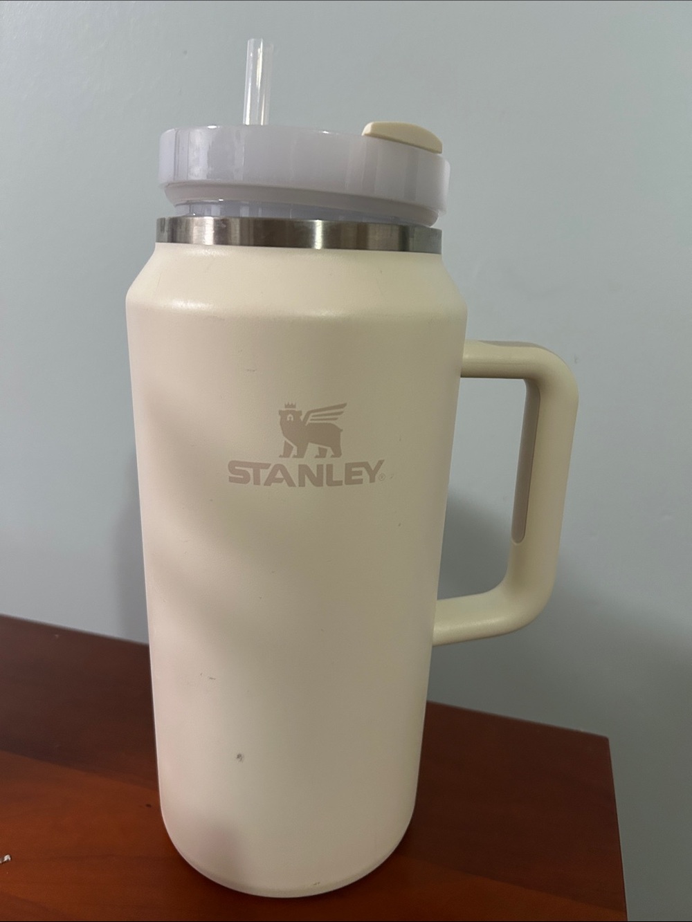 1/2 Gallon Stanley Cream Insulated Travel Mug with Handle and Straw Lid